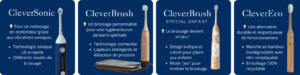 Différentes brosses à dents CleverClean